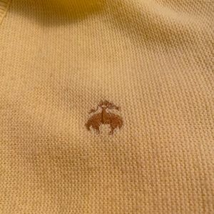 Vintage light yellow Brooks Brothers cardigan sweater with abalone buttons.